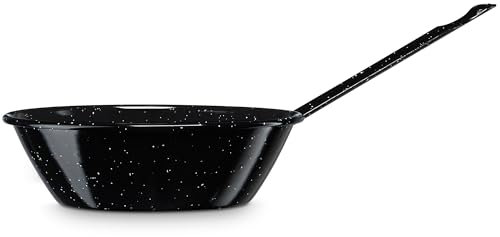 briebe Fritteuse Induktion 18 cm Stahl emailliert, Pfanne Honda Bordonata 0,9 l, geeignet für Herd, Feuer, Gas, Ofen, Levante Schwarz Jaspeato