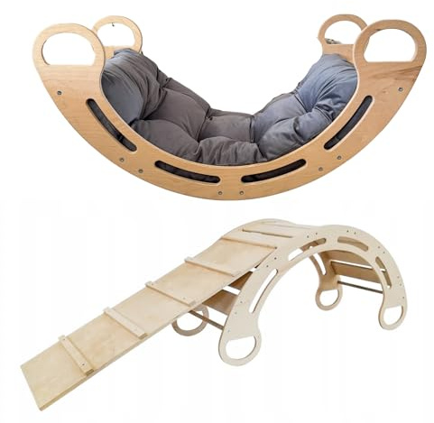 Slevobox Kinder Klettergerüst Indoor 85x41x39cm - Kletterdreieck mit Rutsche - Montessori Kletterbogen mit Kissen - Montessori Klettergerüst Kinderzimmer - Entwicklung der Motorischen Fähigkeiten