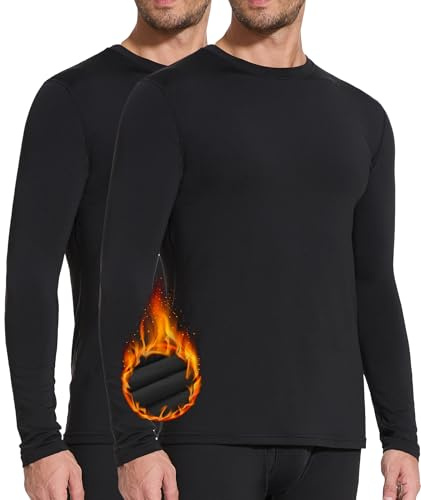 SIHOHAN Thermounterwäsche Herren Winter Thermoshirt Herren Langarm | Thermowäsche Rundhals Langarm Thermohemd Warm Atmungsaktiv Thermo Oberteil Warm Unterwäsche Thermounterhemd für Männer