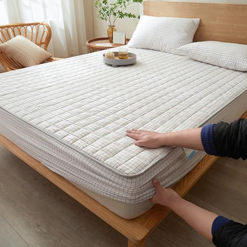 HAIBA wasserdichte Matratzenauflage 200 x 220cm SPANNBETTLAKEN Matratzenhöhe bis 30 cm Inkontinenzauflage,Nässeschutz Bettlaken Baumwolle Spannbetttücher,für alle Jahreszeiten Weiß