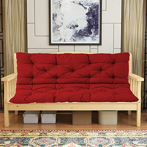 Verdickte Rückenlehne, Veranda-Schaukelbank, Ersatz-Sitzpolster für 2-/3-Sitzer, Gartenbank, Terrasse, Terrasse, Möbel, 150 x 100 x 8 cm, Rot