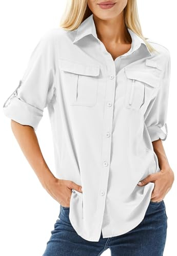 Winebox Women's UPF 50 Shirts Long Sleeve Sun Protection UV Quick Dry Casual Outdoor Safari Walking Fishing Hiking Travel Shirts