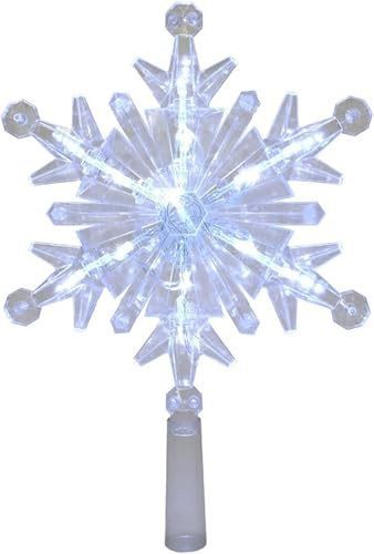 Weihnachtsbaumspitze Schneeflocken Glitzernd Baumspitze für Weihnachtsbaum Snowflake Weihnachtsbaum Stern Spitze Christbaumspitze Weihnachtsbaumschmuck Topper Lichter Weihnachtsdekoration (Weiß)