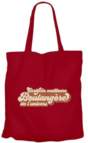 Fabulous Tote Bag Sac Shopping en Toile Rouge - Certifiée meilleure Boulangere de l'univers Pain Viennoiserie Patisserie Artisan - 10 L