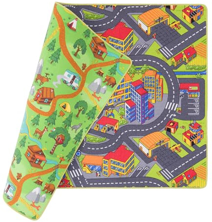 Pergamon Straßenteppich Beidseitig Kinder Spielteppiche für Kinderzimmer und Spielzimmer