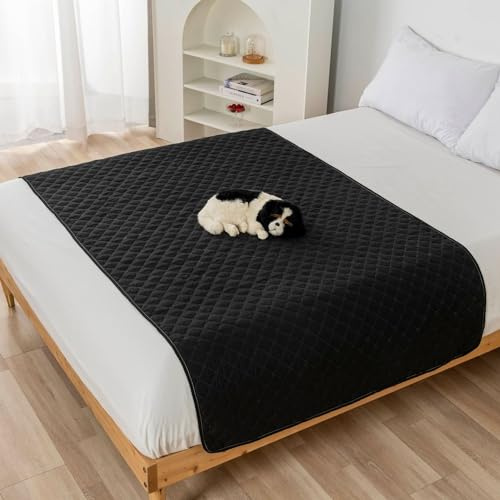 FANSU Welpen Unterlagen,Moderne Unifarben Wiederverwendbare PIPI Matten für Hunde, Inkontinenzunterlage Waschbar, Welpenunterlage für Welpen (75 * 180cm,Schwarz)