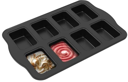 Mini molde de pan 8 cavidades de acero al carbono pequeño molde de pan antiadherente mini molde de brownie mini molde de pan multifuncional para fiestas de reunión de cocina diaria(negro)