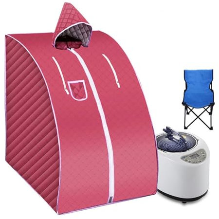 JOLIANE Tienda de portátil, Sauna, baño doméstico, 1000 W, 2,0 L, Incluye Silla Plegable, Alivia el insomnio, Soporte de tubería de Acero Inoxidable para Sauna en casa(C)