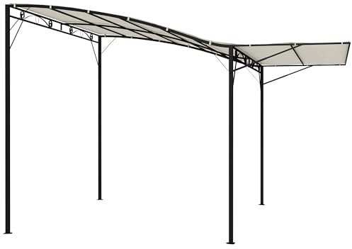 Outsunny Pergola Pavillon 3x2,5m Stahl Wasserabweisend Sonnenschutz mit verstellbares Dach Wandmontage Gartenpavillon freistehend Terrassenüberdachung Überdachung für Garten Balkon Cremeweiß