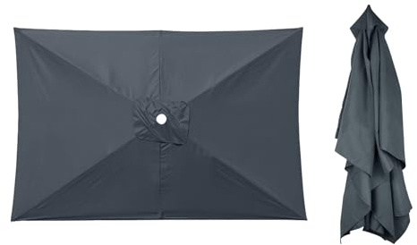 WMYYLX Replacement Parasol Canopy, Rectangular Garden Parasol Canopy Cover, 3X2m Replacement Umbrella Fabric, 6 Ribs for Garden, Patio Umbrella (Gray)