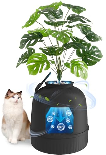 Lifewit Plantkattlåda med luktborttagningssystem, dold sandbricka med LED-ljus och skopa i vardagsrum, sovrum, hörn