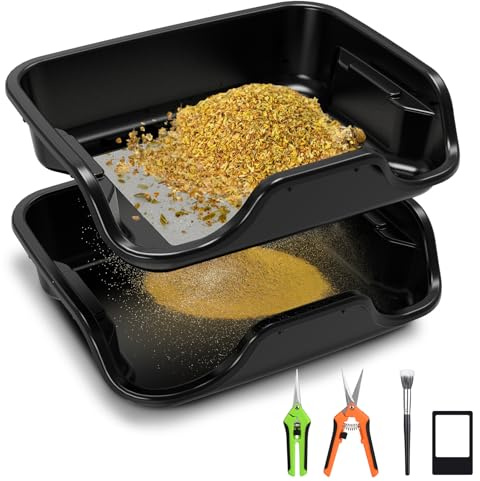Magicbox TrimBin Pro Tamis à pollen 150 microns avec 2 paires de ciseaux et loupe Table de coupe ergonomique pour herbes Avec brosse antistatique