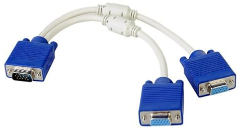 Cavo sdoppiatore video VGA da 20 cm, 1 maschio a 2 femmine, convertitore adattatore con display multiplo efficiente e VGA trasparente da maschio a femmina