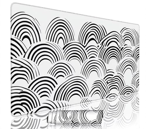 Tapis de Souris Noir Blanc sous Main Bureau Tapis de Souris Gaming XXL 1200x600x3mm Mouse Pad Caoutchouc Abstrait Grand sous Main Gamer Accessoires PC Imperméable, pour Clavier Ordinateur w-10523