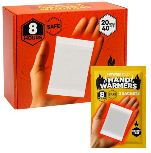 Hand Warmers - 20 Pairs - 8 Hours of Heat Air Activated Glove or Pocket Warming Sachets for Outdoor Activities Football, Golf, Skiing, Hiking, Sport Spectating