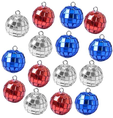 Mini-Discokugeln, reflektierende Spiegelkugeln, bunt, Silber, Rot, Blau, für Festivals, Hochzeiten, Bühnen, Clubs, Bars, Partydekoration, Durchmesser 2 cm, Set mit 15 Stück