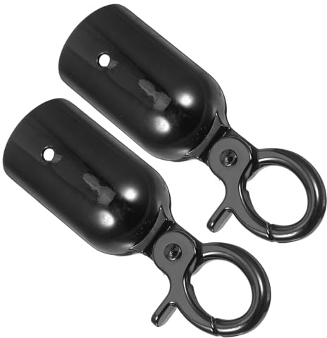 WRITWAA Lot de 2 Crochets de Fixation Robustes en Alliage de Zinc Noir 32 Mm pour Embouts de Corde de Barrière de Sécurité, Butées de Corde pour Gestion des Files D’attente en Milieu