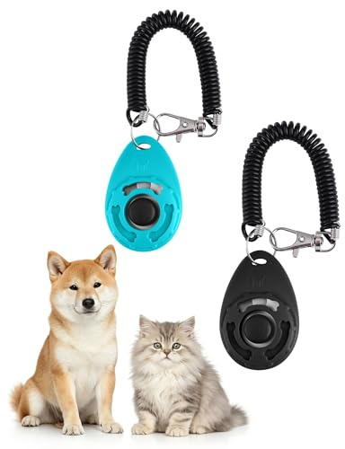 Acual Hundeklicker 2 Stück, Clicker Hund für Training, Tiertraining | Clicker Katze, Hundetraining Zubehör mit Handschlaufe & großem Knopf, Erziehungshilfe für Hund, Katze und Pferd(Schwarz&Grün)