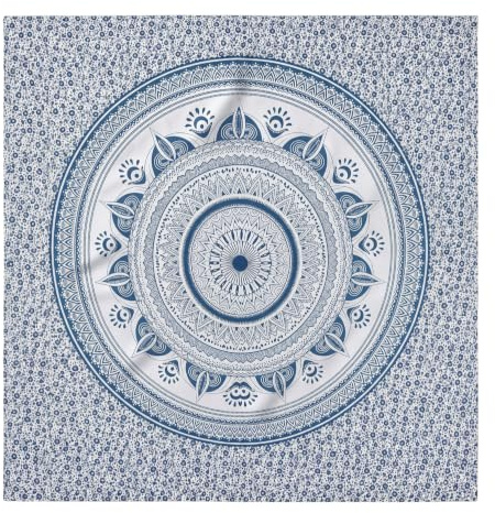 SaoTi Toalla Playa Gigante 210 x 240 cm Mandala Multiusos India - Toalla Algodon Playa Ligera Compacta - Toalla Playa Antiarena Piscina - Manta Algodon Sofa Decorativa (Azul-Verde)