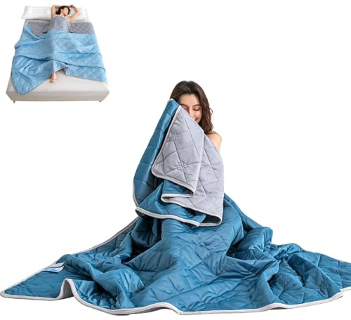 Kühldecke Sommerdecke, Leichte Dünne Doppelseitig Kühldecke Bett, Kühlende Decke Sommer Cooling Blanket für Bett, Kühlfaser Steppbett, Sommerbettdecke und heiße Tage (Dunkelblau, 150*200cm)