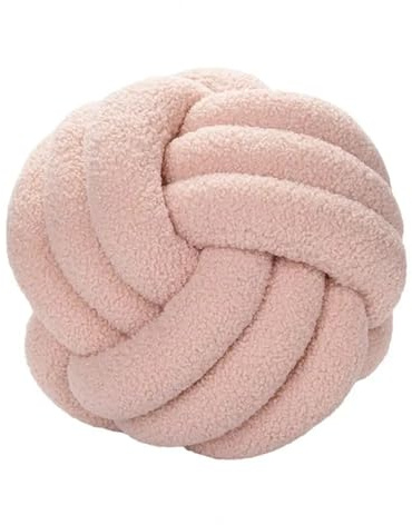 GONMPJZR Oreiller à nœuds, Coussin en Boule nouée tissé à la Main, Peluche Multicolore 22cm(Light Pink)
