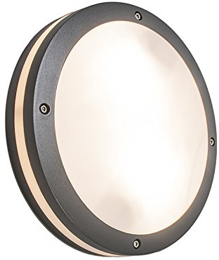 Qazqa Modern außen Wandleuchte, Außenlampe, Wandlampe für den Garten - Glow - Dunkelgrau, max. 15W, Geeignet für LED, 30cm, IP54, Rund, 2-flammig
