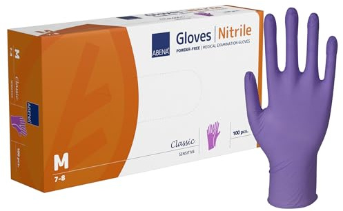 100 Nitril Handschuhe Puderfrei Einweg XS-XL Lila Größe M (7-8)
