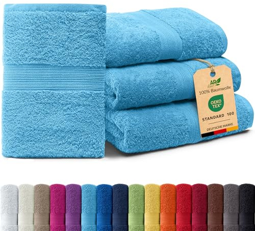 AR Line Arizona 4er Set Badetücher 100x150 cm – 100% Baumwolle, 500 g/m², weich & saugstark in Farbe: Türkis