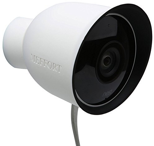 Silicone Skin Case Cover with Dual Layer Sunshade Design for Nest Cam Outdoor, Offer Sun Glare UV Weather Protection & Disguise NestCam Security Camera - White