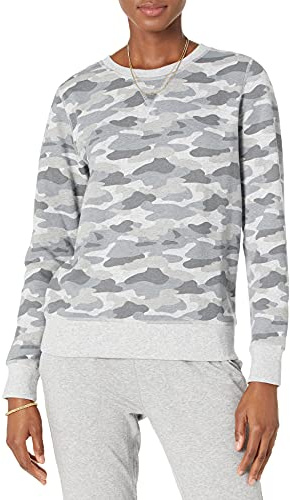 Amazon Essentials Sudadera con Cuello Redondo de Forro Polar (Disponible en Tallas Grandes) Mujer, Gris Claro Camuflaje, XXL
