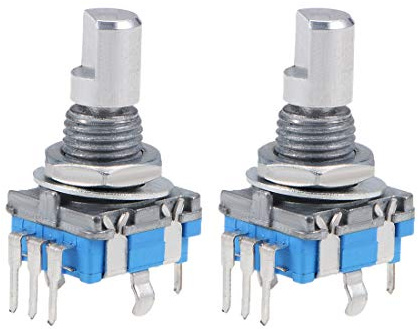 sourcing map 360 Grad Drehgeber Code-Schalter Digitaler Potentiometer EC11 5 Pins 15 mm D-Schaft 2 Stück