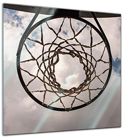 Bilderdepot24 Glasbild Basketballkorb - 20 x 20 cm - Deko Glas - brilliante Farben, inkl. Aufhängung