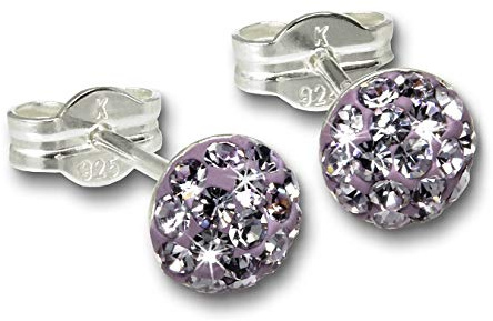 SilberDream Pendientes de plata de ley 925 con forma de semiesfera, color lila, D2GSO221F, un regalo para Navidad, cumpleaños, día de San Valentín para la mujer, Plata de ley, Circonia cúbica