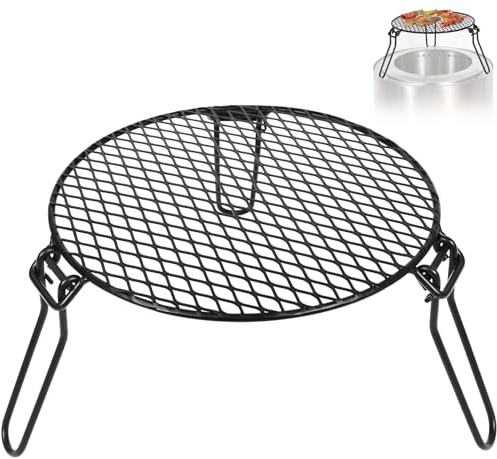 REDCAMP Folding Campfire Grill Grate Top for Solo Stove Bonfire, Portable Iron Campfire Tripod with Steel Grill for Bonfire Fire Pit, Dutch Oven, Open Fire Tripod Grill with Legs, Diameter: 18