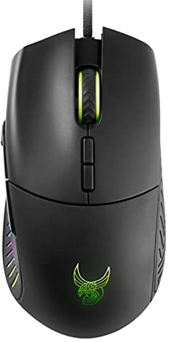L33T GUNGNIR Gaming Maus, high Performance Gaming Mouse für Gamer und eSportler, mit 8 Tasten, optischer Sensor mit 16.200 DPI, austauschbare Daumentasten.