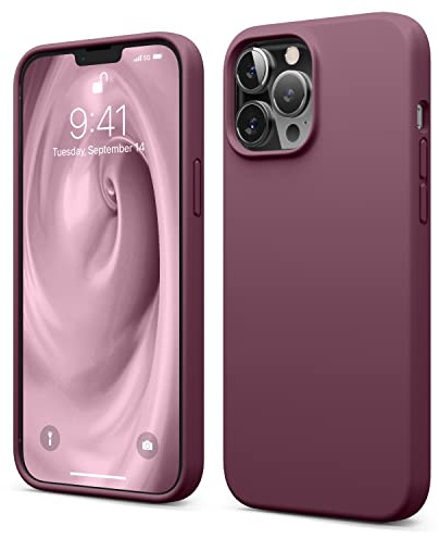 elago Silikon Hülle für iPhone 13 Pro Max | Premium-Silikon, kratzfest, Rundumschutz, weiches Mikrofaserfutter (Weinrot)