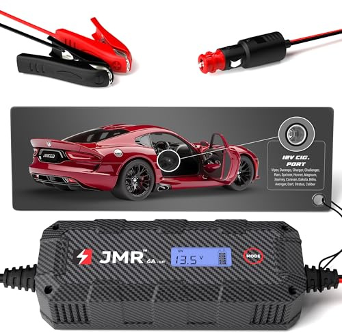 JMR Batterieladegerät für Dodge Viper Durango Charger Challenger Ram Sprinter Hornet Magnum Journey Caravan Alle Modelle Autobatterie Ladegerät Erhaltungsladegerät Auflader (Lithium-Modus hinzufügen)