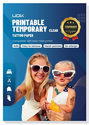 Carta del Tatuaggio per la Stampa, Carta Transfer Tatuaggio Temporaneo A4X5 fogli Trasparente Lamina per Tatuaggi Fai da Te per la Stampante a Getto D'inchiostro/Stampante Laser