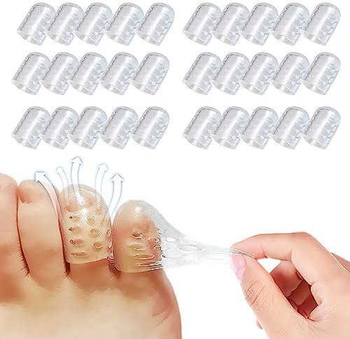 Vinuwu 30Pcs Toe Protectors, Silicone Little Toe Caps, Gel Toe Protector for Women Men, Breathable Toe Caps for Pinky Toes, Anti-Friction Toe Sleeves Separators for Shoes, Blister Prevention