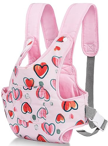 Aolso Baby Doll Carrier, Soft Cotton, Front and Back Carrying with Adjustable Straps for Baby, 14 to 18 Dolls Carrier Seat for Baby Born, Doll Accessories for Kids (Pink)