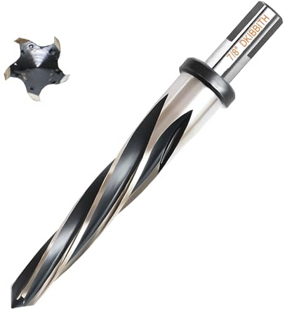 7/8” Bridge Construction Reamer Drill Bit, M2 HSS Taper Chucking Reamer for Steel Alloy Metal Wood Plastic, 1/2 Non-Slip Shank, 5-Spiral Flutes Car Reamer, to Align or Enlarge Holes, 22mm