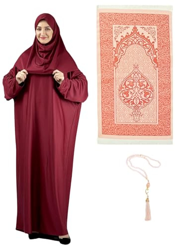 Prien Frauen Gebetskleidung Mit Hijab Gebetsperlen Gebetsteppich, Damen Muslim Kleidung, Islam Abaya Set, Ferace Tesettür Giyim, Islamische Langarm Kleid, Kopftuch, Gebetskleid Für Ramadan