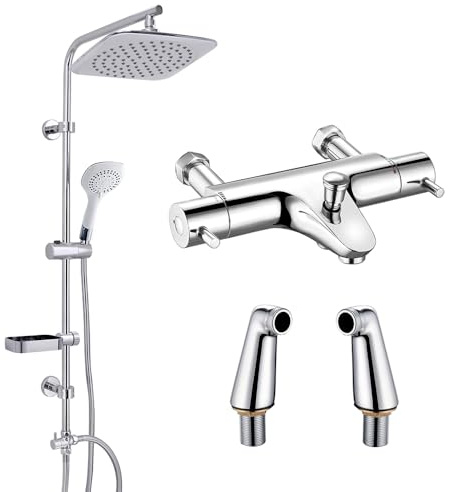 AQUALONA® Bath and Shower Mixer, Stainless Steel and Brass, Easy to Switch Between Bath and Shower, TMV2 and WRAS Certified (Bath and Shower Mixer)