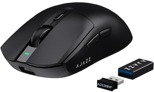 ATTACK SHARK AJAZZ AJ139PRO Kabellose Gaming-Maus, Ultraleicht (65g), PAW3395-Sensor, 26000 DPI, 4kHz, 2,4 GHz/USB C Wired E-Sport-Mäuse, 6 Program Taste, 700 Stunden Akkulaufzeit,PC/MAC – Schwarz
