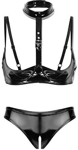 Yeahdor Femme Ensemble Lingerie Nuit Redresse-Sein Bra Top Sexy Sein Nue et String Biefs Ouvert Nuisette Érotique sous-vêtement de Nuit Ensemble Pyjama Sexuel S-4XL