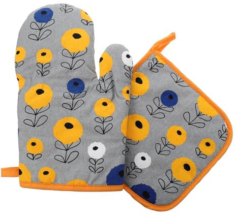 IMIKEYA Insulated Glove Pad for Kitchen Baking Microwave Oven Gloves Non-slip Cotton Oven Mitts and Pot Holders Heat for Mitt and Hot Pad Use