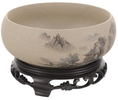 Yardwe Keramik Pflanztopf Für Bonsai Dekoratives Pflanzgefäß Für Innenbereich Hydrokultur-pflanzgefäß Chinesischer Stil Keramik-blumentopf Mit Standfuß