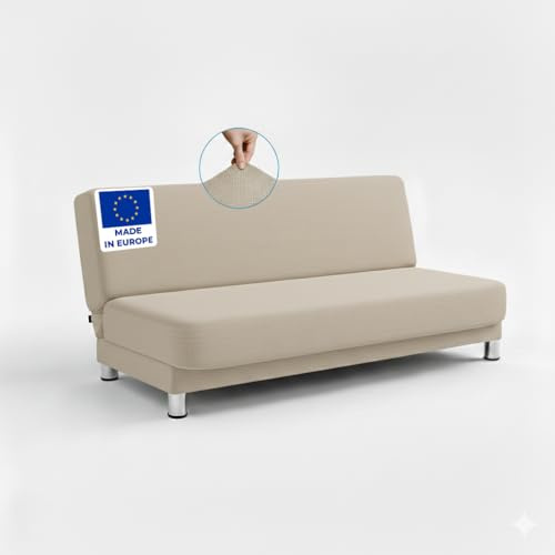 BLUZIMAN® Elastischer Sofabezug Futonbezug, Oeko-TEX Zertifizierter, Ohne Armlehnen Hochwertige Couch Überzug, rutschfeste Sesselüberwurf, Universal Passform, Jacquard-Stoff (Leinen)