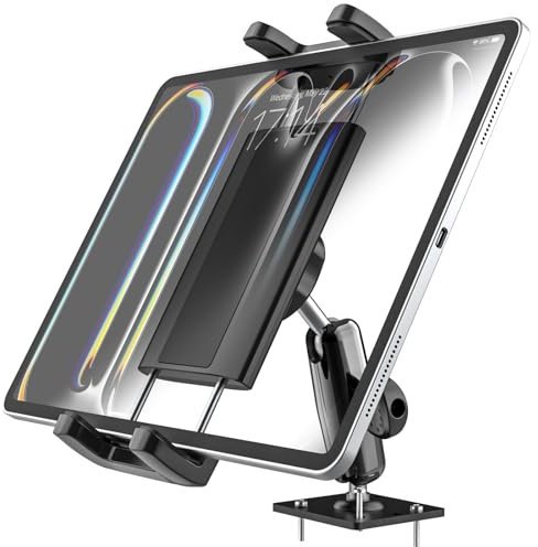 Kolasels Porta Tablet Da Auto Cruscotto, [Braccio In Metallo] Base Forata Heavy Duty Supporto Tablet Camion, Supporto Tablet Muro per iPad Pro Air Mini Galaxy Tabs, 4-12.9 Tablets