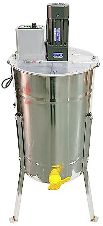 SGeneE Electric Honey Extractor, 3/4 Frame Stainless Steel Honey Centrifuge Extractor, Adjustable Speed Motor, with Transparent Lid for Apiaries and Family Use,4 Frames
